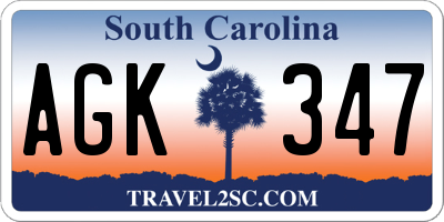 SC license plate AGK347