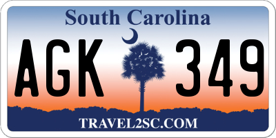 SC license plate AGK349