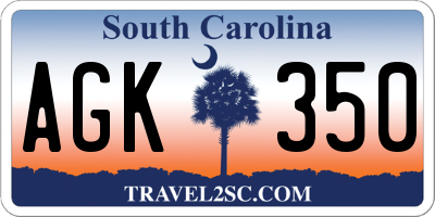 SC license plate AGK350
