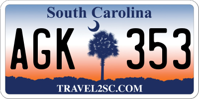 SC license plate AGK353