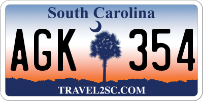 SC license plate AGK354