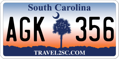 SC license plate AGK356