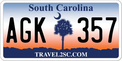 SC license plate AGK357