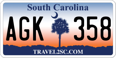 SC license plate AGK358