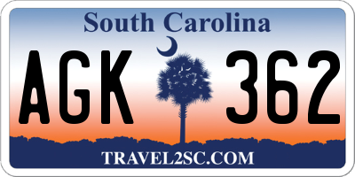 SC license plate AGK362