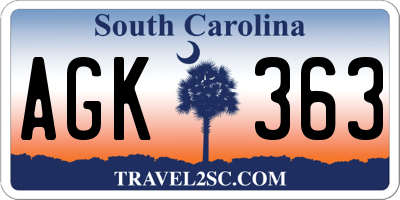 SC license plate AGK363