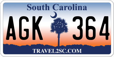 SC license plate AGK364
