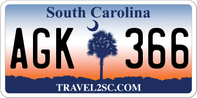 SC license plate AGK366