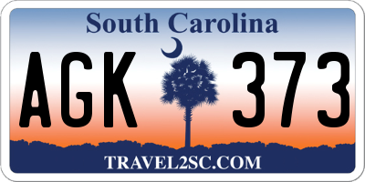 SC license plate AGK373