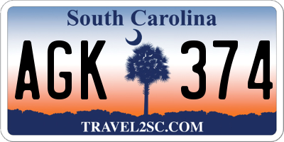 SC license plate AGK374