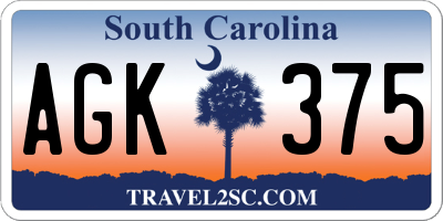 SC license plate AGK375