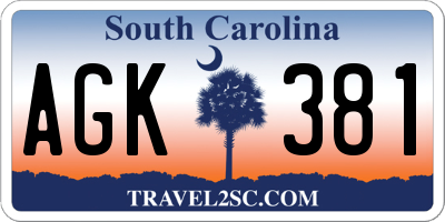 SC license plate AGK381