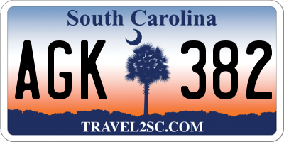 SC license plate AGK382