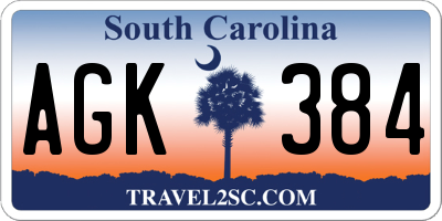 SC license plate AGK384