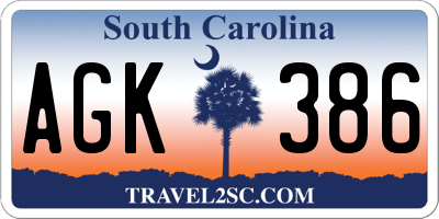 SC license plate AGK386