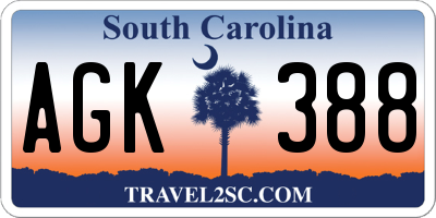 SC license plate AGK388