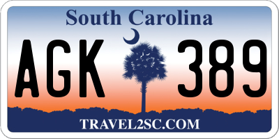 SC license plate AGK389