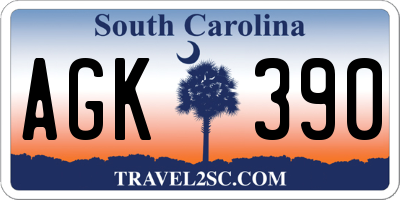 SC license plate AGK390