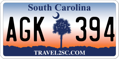 SC license plate AGK394