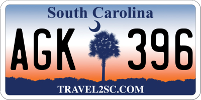 SC license plate AGK396