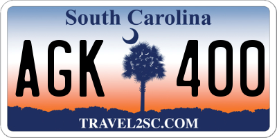 SC license plate AGK400