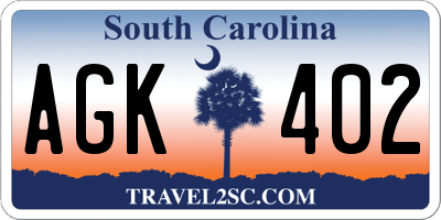 SC license plate AGK402