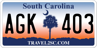 SC license plate AGK403