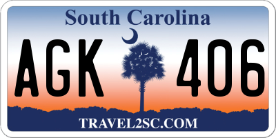 SC license plate AGK406