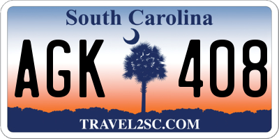 SC license plate AGK408