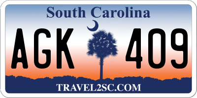 SC license plate AGK409