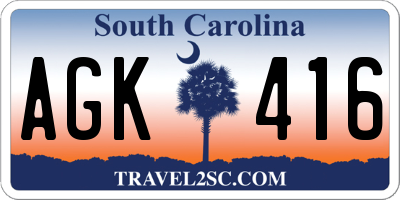 SC license plate AGK416