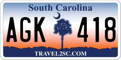 SC license plate AGK418