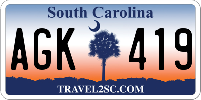 SC license plate AGK419