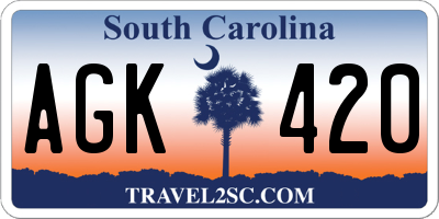 SC license plate AGK420