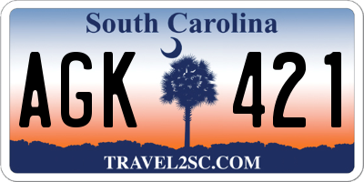 SC license plate AGK421