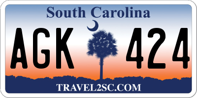 SC license plate AGK424