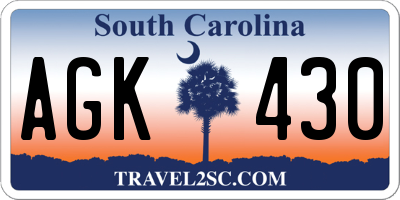 SC license plate AGK430
