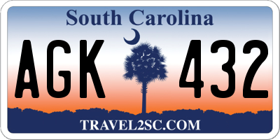 SC license plate AGK432