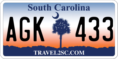 SC license plate AGK433