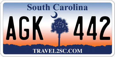 SC license plate AGK442