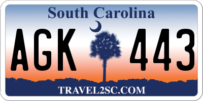 SC license plate AGK443
