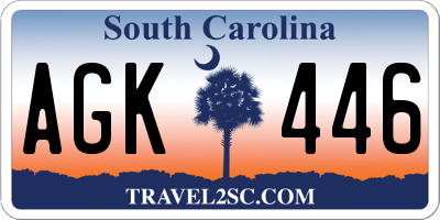 SC license plate AGK446