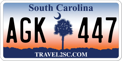 SC license plate AGK447