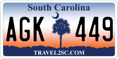 SC license plate AGK449