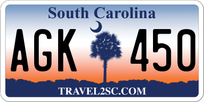 SC license plate AGK450