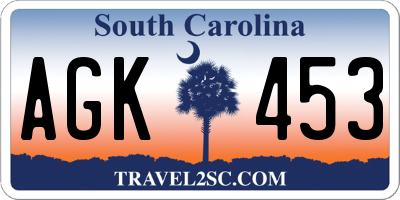 SC license plate AGK453