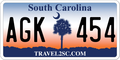 SC license plate AGK454