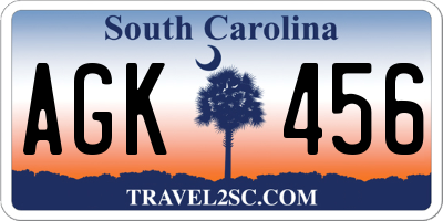 SC license plate AGK456