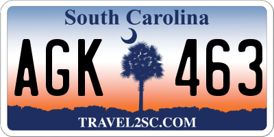 SC license plate AGK463