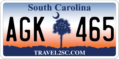 SC license plate AGK465
